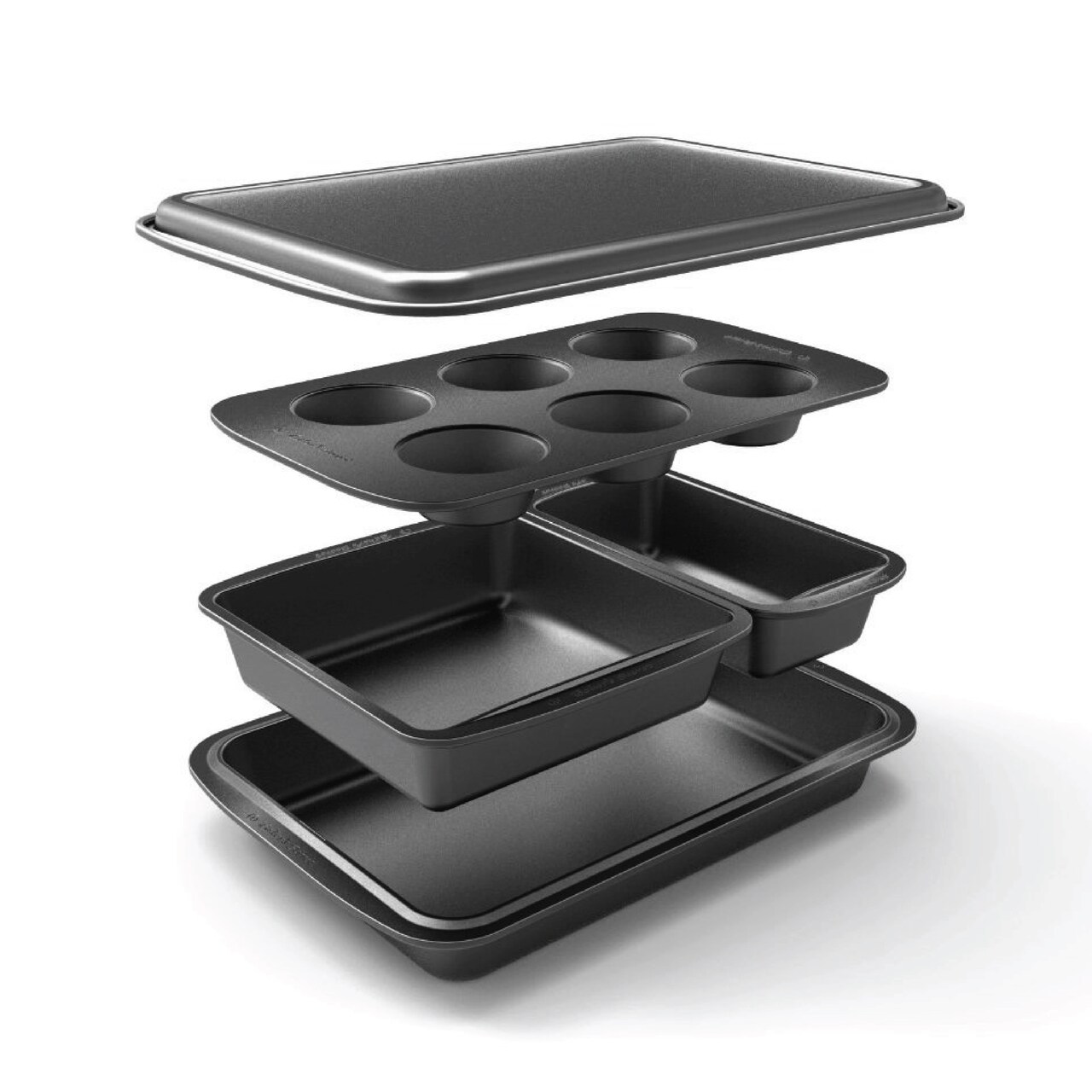 Baker's Secret Stackable Baking Set of 5 Bakeware Pans, Bakeware